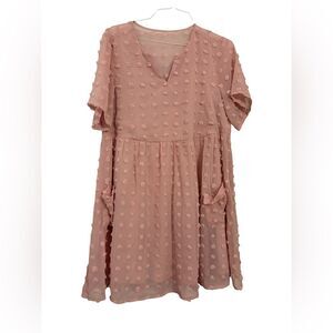 Women’s SHEIN Curve 0XL Swiss Dot Babydoll Dress – Blush Pink